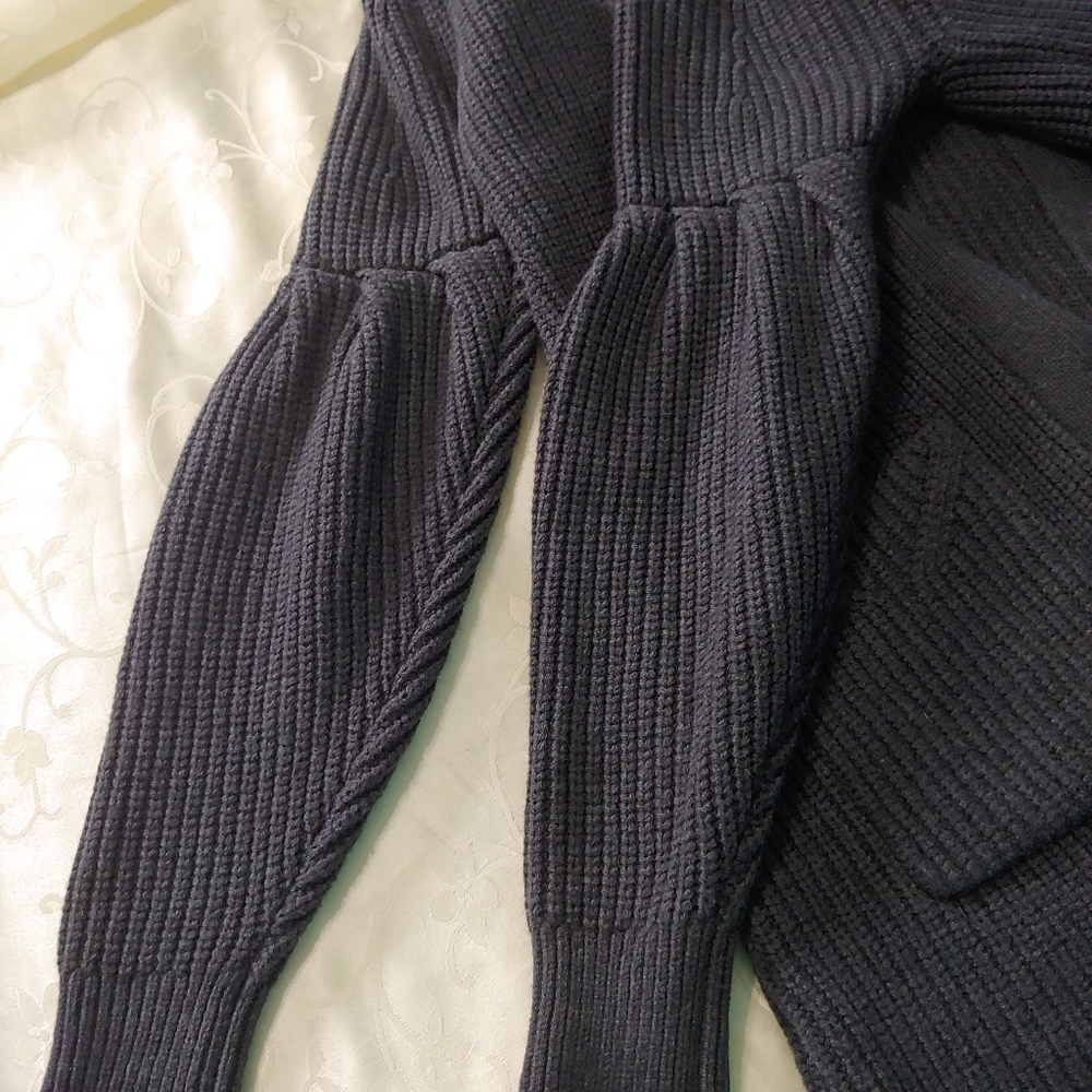 ANTHROPOLOGIE KNITTED & KNOTTED DARK Gray MAJELLA Open Front WOOL BLEND CARDIGAN - Picture 12 of 16